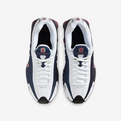 Nike Shox R4 Big Kids' Shoes (Midnight Navy/White/Metallic Silver/Gym Red) in Kuwait