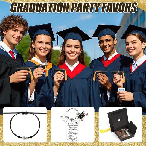 Class of 2026 Graduation Gifts Bulk, 25 Sets Graduation Keychains With Grad Compass Bracelets Bulk Set In Cap Gift Boxes Party Favors for Students, Guests, Graduates in Saudi Arabia