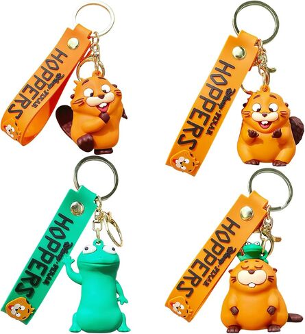 4Pcs Hoppers Keychains, Mabel, King George & Tom The Lizard, Cute Beaver Transformation Project Resin Keyrings, Durable & Fade-Resistant, Movie-Accurate Funny Characters for Fans in Saudi Arabia