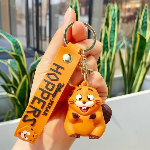 4Pcs Hoppers Keychains, Mabel, King George & Tom The Lizard, Cute Beaver Transformation Project Resin Keyrings, Durable & Fade-Resistant, Movie-Accurate Funny Characters for Fans in Saudi Arabia