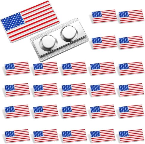 Tondiamo 24 Pcs American Flag Lapel Pins with Magnetic Backing Enamel USA Flag Pins 3D Patriotic Suit Jacket Pin Bulk for 250 Anniversary 4th of July Hats Backpacks Clothes Dress Decor in Kuwait