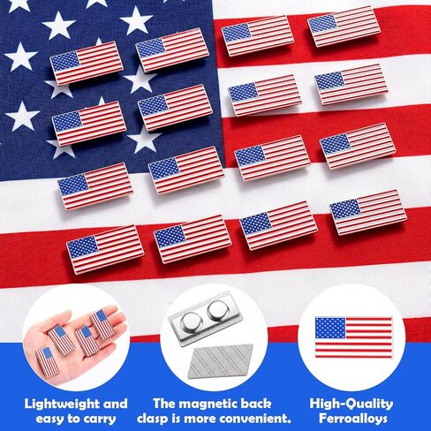 Tondiamo 24 Pcs American Flag Lapel Pins with Magnetic Backing Enamel USA Flag Pins 3D Patriotic Suit Jacket Pin Bulk for 250 Anniversary 4th of July Hats Backpacks Clothes Dress Decor in Kuwait