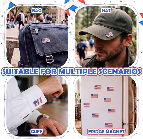 Tondiamo 24 Pcs American Flag Lapel Pins with Magnetic Backing Enamel USA Flag Pins 3D Patriotic Suit Jacket Pin Bulk for 250 Anniversary 4th of July Hats Backpacks Clothes Dress Decor in Kuwait