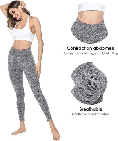 Women's High Waisted Yoga Pants Jogger Seamless Leggings Tummy Control Workout Running Body Shaping Pants in Saudi Arabia