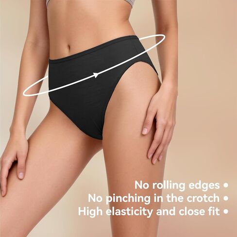 Womens 100% Merino Wool High-Cut Bikini Panties - Breathable Lightweight V-Waist Underwear in Saudi Arabia