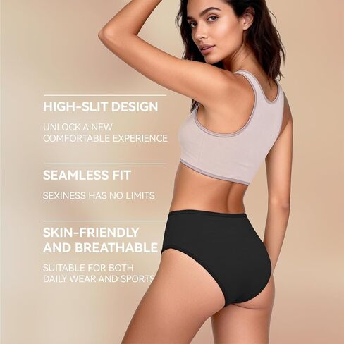 Womens 100% Merino Wool High-Cut Bikini Panties - Breathable Lightweight V-Waist Underwear in Saudi Arabia