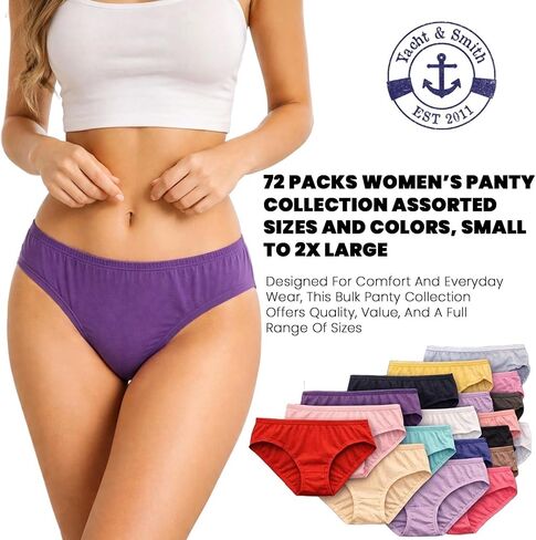 72 Pack Womens Panties in Bulk, Wholesale Ladies Brief Underwear, Homeless Shelters Charity Donations, Assorted Sizes Small-2X in Kuwait