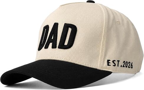 DAD Hat for Men, Adjustable Embroidered Cap with EST 2026, First for New Dad in Saudi Arabia