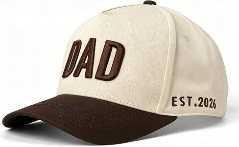 DAD Hat for Men, Adjustable Embroidered Cap with EST 2026, First for New Dad in Saudi Arabia