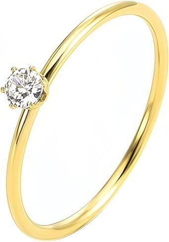 Elegant Gorgeous Six Claw Round CZ Solitaire Ring for Women, Dainty Thin Band Hypoallergenic Engagement Promise Wedding Band, Fine Jewelry Gift for Her Daily Wear ﻿ in Kuwait
