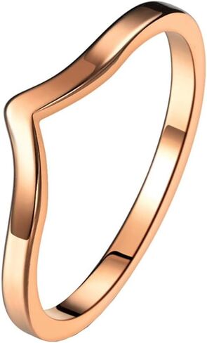 Stainless Steel Simple Pointed Chevron Ring Classical Plain V Shaped Stacking Band Statement Wedding Promise Ring For Women in Kuwait