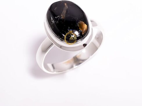 Natural Golden Blue Fire Nuummite Gemstone 925 Sterling Silver Handmade Statement Promise Ring Gift Jewelry for Women in Kuwait
