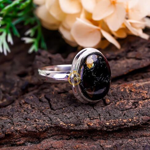 Natural Golden Blue Fire Nuummite Gemstone 925 Sterling Silver Handmade Statement Promise Ring Gift Jewelry for Women in Kuwait