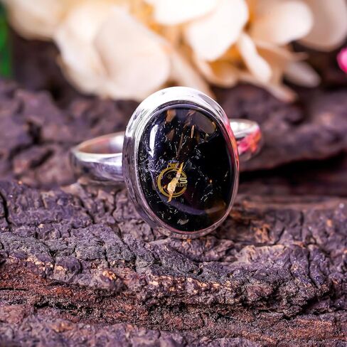 Natural Golden Blue Fire Nuummite Gemstone 925 Sterling Silver Handmade Statement Promise Ring Gift Jewelry for Women in Kuwait