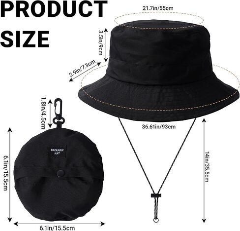 Waterproof Quick-Dry Bucket Hat for Women - Packable Sun Protection Rain Hat with Removable String for Hiking & Summer in Kuwait