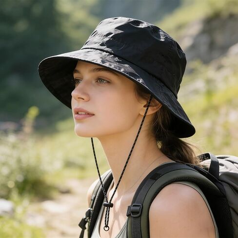 Waterproof Quick-Dry Bucket Hat for Women - Packable Sun Protection Rain Hat with Removable String for Hiking & Summer in Kuwait