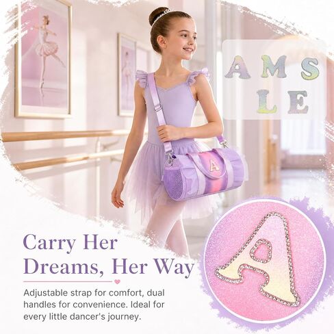 Personalized Dance Bag for Girls 4-6 Kids Duffle Gym Ballet Bag,Initial A in Saudi Arabia