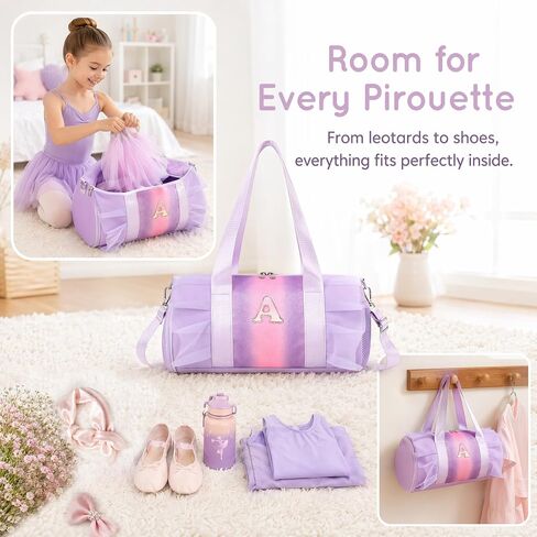 Personalized Dance Bag for Girls 4-6 Kids Duffle Gym Ballet Bag,Initial A in Saudi Arabia