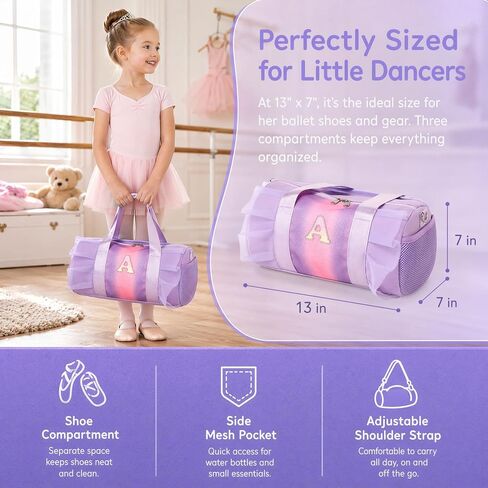 Personalized Dance Bag for Girls 4-6 Kids Duffle Gym Ballet Bag,Initial A in Saudi Arabia