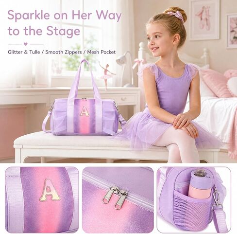 Personalized Dance Bag for Girls 4-6 Kids Duffle Gym Ballet Bag,Initial A in Saudi Arabia