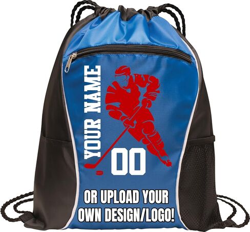 Personalized Ice Hockey Drawstring Bag – Custom Name Sports Backpack, Lightweight Gym Sack for Hockey Gear, Durable Cinch Bag for Practice, Travel & Game Day Essentials in Kuwait