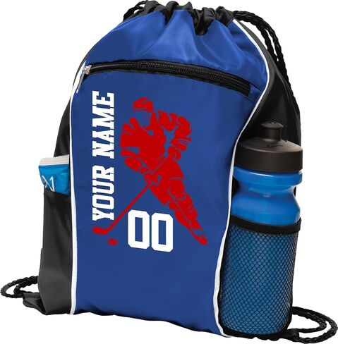 Personalized Ice Hockey Drawstring Bag – Custom Name Sports Backpack, Lightweight Gym Sack for Hockey Gear, Durable Cinch Bag for Practice, Travel & Game Day Essentials in Kuwait