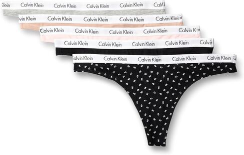 Calvin Klein Carousel Logo Cotton Stretch Thong Panties, 5 Pack in Kuwait