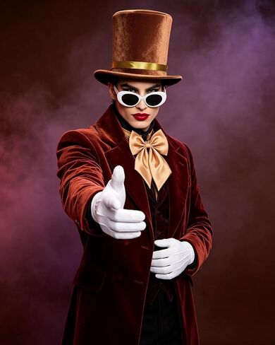Brown Top Hat, Halloween Costume Include Velvet Top Hat,Sunglasses,Bowtie and Gloves for Men Women Party Costume in Saudi Arabia