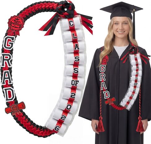 Spakon Graduation Money Lei مع حامل نقدي، 48 بوصة فئة 2026 التخرج Lei مع سلك الشرف 2026 Grad مضفر الشريط قلادة DIY هدية النساء الرجال زخارف حفلة الكلية (الوردي والأبيض) in Kuwait
