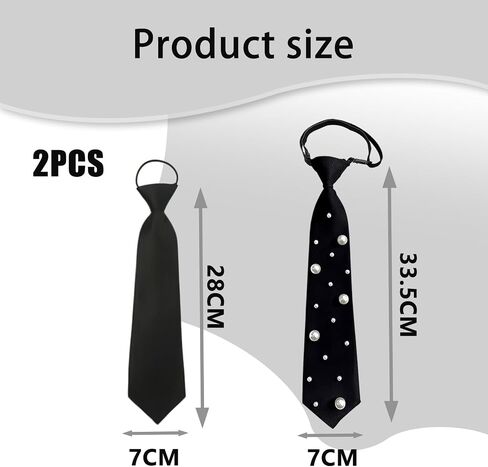 2 Pcs Black Tie for Womens, Ties for Women Lncluding Pearl Ties and Black Tie Women, Elegant Pre Tied Womens Tiess for Wearing at Parties Dances Banquets and Other Occasions (Unisex) in Saudi Arabia