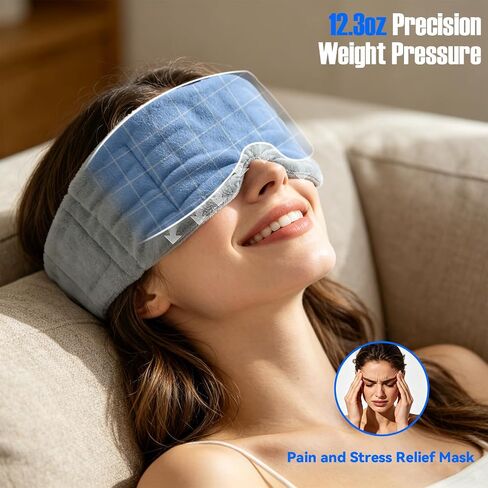 12.3oz Weighted Eye Mask for Sleeping, 5.9in Extra-Wide Band Sleep Mask for Side Sleeper, Hollow Nose Bridge Blackout Eye Cover with Adjustable Band, Pressureless Sleeping Mask in Saudi Arabia
