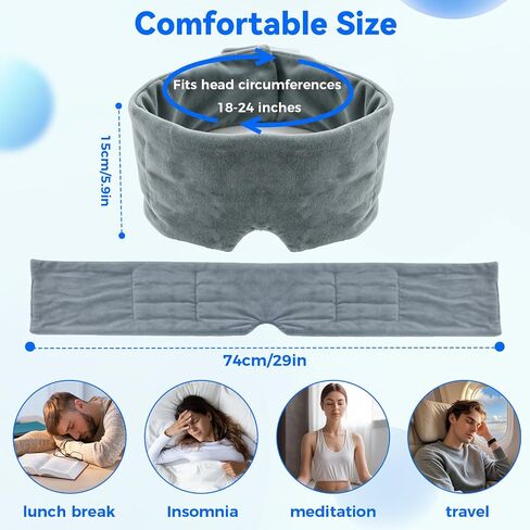 12.3oz Weighted Eye Mask for Sleeping, 5.9in Extra-Wide Band Sleep Mask for Side Sleeper, Hollow Nose Bridge Blackout Eye Cover with Adjustable Band, Pressureless Sleeping Mask in Saudi Arabia