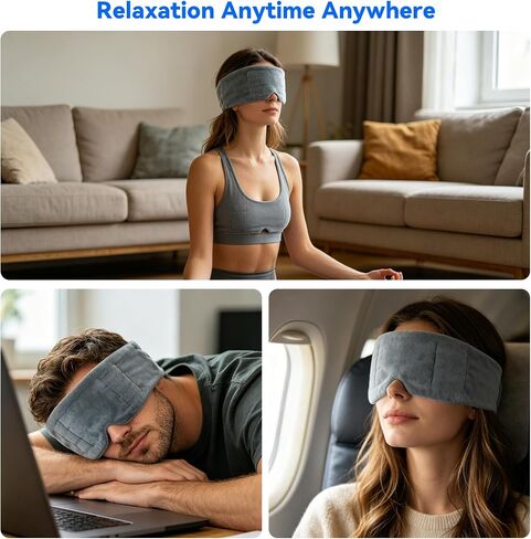 12.3oz Weighted Eye Mask for Sleeping, 5.9in Extra-Wide Band Sleep Mask for Side Sleeper, Hollow Nose Bridge Blackout Eye Cover with Adjustable Band, Pressureless Sleeping Mask in Saudi Arabia