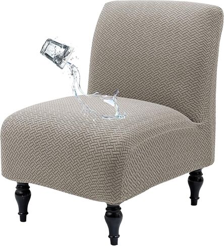 Armless Accent Chair Cover Waterproof Slipper Accent Chair Slipcovers Stretch Side Accent Chair Cover Without Arms Washable Armless Chair Covers for Living Dining Bedroom Set of 1 Taupe in Saudi Arabia