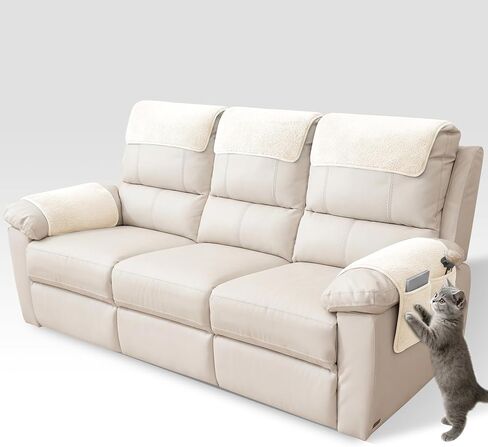 Universal Sherpa Recliner & Armchair Covers with Pockets, Soft Sofa Armrest Backrest Protectors, Pet Friendly Washable Arms Caddy Slipcovers for 2-Cushion Couch, Yellow in Saudi Arabia