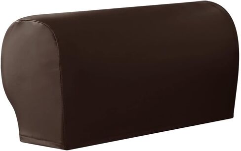 Waterproof Faux Pu Leather Armrest Covers Vintage Stretch Arm Covers for Chairs Couch Sofa Armchair Slipcovers for Recliner Sofa 2pcs, Dark Coffee in Kuwait