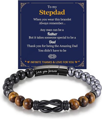 Dad Bracelet Gifts for Father's Day : Father Men's Bracelet,Stainless Steel Infinity Men Knot Bracelets for Step Dad New Dad Husband,Love You Forever Father's Day Birthday Gift from Daughter Son in Saudi Arabia