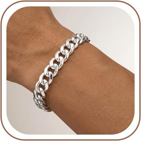 S925 Sterling Silver Cuban Link Bracelet for Men - 12MM S925 Sterling Silver Over Cuban Chain Bracelet Diamond Cut Silver Bracelets Gifts for Men 7.5/8/8.5/9Inch in Saudi Arabia
