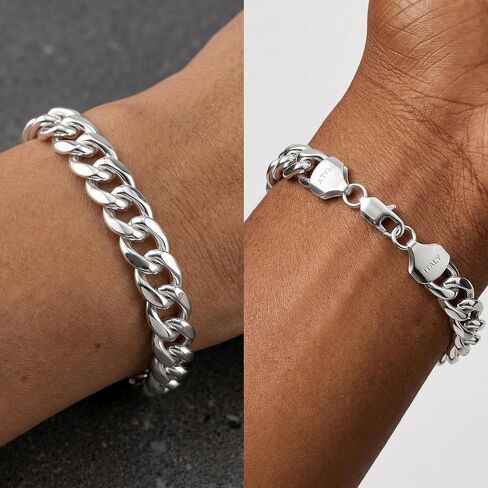 S925 Sterling Silver Cuban Link Bracelet for Men - 12MM S925 Sterling Silver Over Cuban Chain Bracelet Diamond Cut Silver Bracelets Gifts for Men 7.5/8/8.5/9Inch in Saudi Arabia