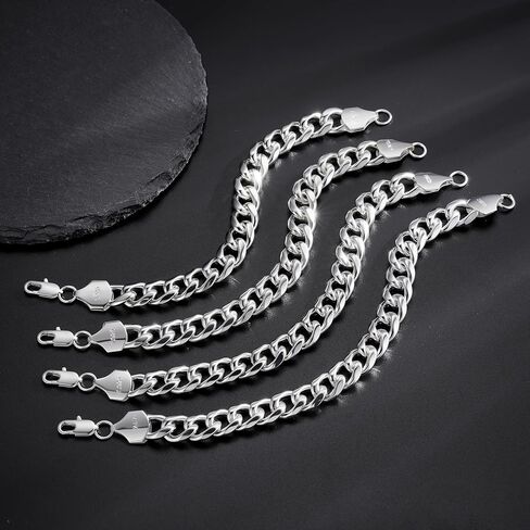 S925 Sterling Silver Cuban Link Bracelet for Men - 12MM S925 Sterling Silver Over Cuban Chain Bracelet Diamond Cut Silver Bracelets Gifts for Men 7.5/8/8.5/9Inch in Saudi Arabia