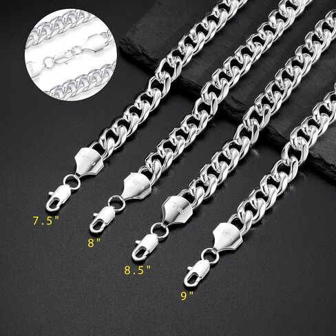 S925 Sterling Silver Cuban Link Bracelet for Men - 12MM S925 Sterling Silver Over Cuban Chain Bracelet Diamond Cut Silver Bracelets Gifts for Men 7.5/8/8.5/9Inch in Saudi Arabia