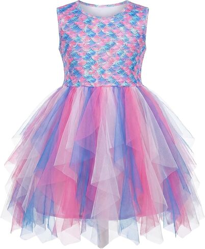 VIKITA Toddler Girls Tutu Dress, Mermaid Tulle Twirl Princess Skirt, Summer Birthday Party Outfit for Little Girls 3-8 Years in Kuwait