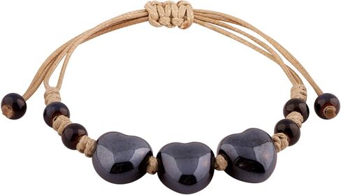 MINACHI Bohemian Multicolor Ceramic Heart Shape Bead Bracelet for Women, Adjustable Faux Leather Cord, Boho Hippie Summer Jewelry Gift in Kuwait