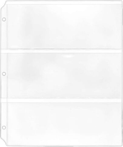StoreSMART - Collector's Envelope Page for 3-Ring Binders - Three 3 1/2" x 8 1/2" Pockets - Holds 3 Envelopes - Clear Vinyl - 25 Pack - MC29-25 in Kuwait