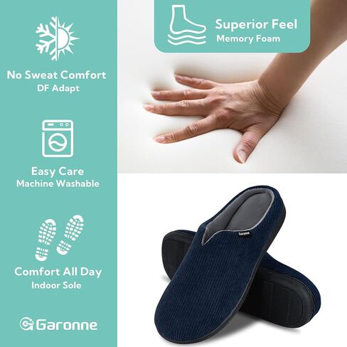 Garonne Men's V-neck Slippers with Memory Foam, Slip-on House Shoes with Non-Slip Rubber Sole for Bedroom Indoor Outdoor in Saudi Arabia
