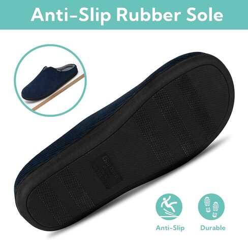 Garonne Men's V-neck Slippers with Memory Foam, Slip-on House Shoes with Non-Slip Rubber Sole for Bedroom Indoor Outdoor in Saudi Arabia
