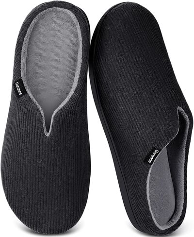 Garonne Men's V-neck Slippers with Memory Foam, Slip-on House Shoes with Non-Slip Rubber Sole for Bedroom Indoor Outdoor in Saudi Arabia