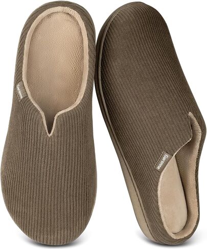 Garonne Men's V-neck Slippers with Memory Foam, Slip-on House Shoes with Non-Slip Rubber Sole for Bedroom Indoor Outdoor in Saudi Arabia