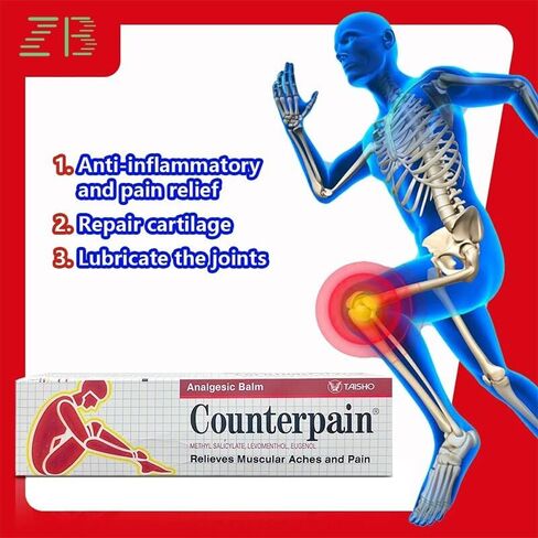 Counterpain® Warm Balm for Temporary Relief of Minor Muscular Aches and Pain, Methyl Salicylate, Levomenthol, Eugenol, Made in Indonesia in Kuwait