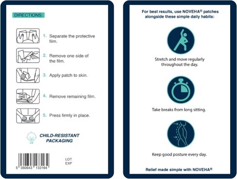 NOVEHA 30 PCs Relief Pain Patches Maximum Strength lidocaine 4%, Numbing Gel Patches for Back, Neck, Shoulder, Knee, Elbow & Joint Pain | Topical Analgesic, Non-Irritating, Unscented. in Saudi Arabia